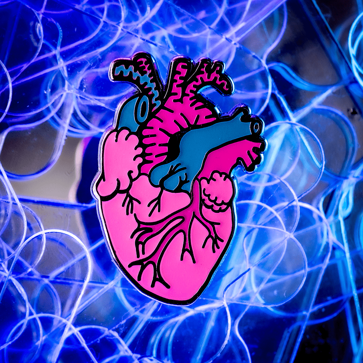Anatomical Heart Enamel Pin | Neon Nights