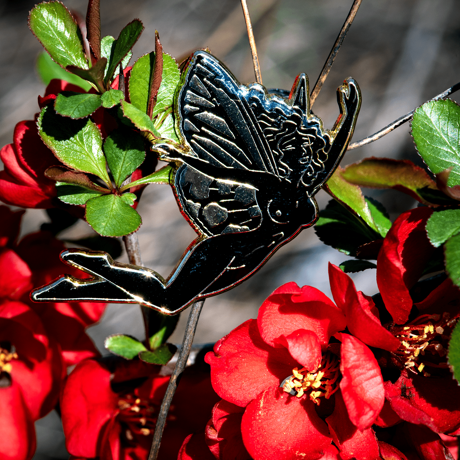 "Tigra" Moth Fairy Enamel Pin | Blackout