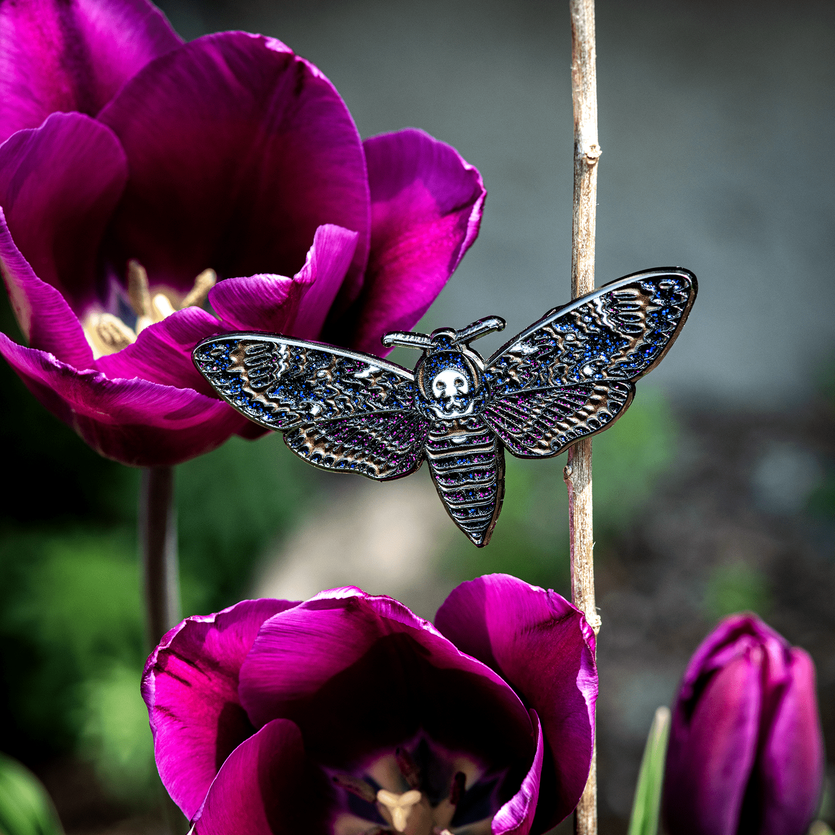 Death's Head Hawkmoth Enamel Pin | "Galaxy Glitter" by The Roving House