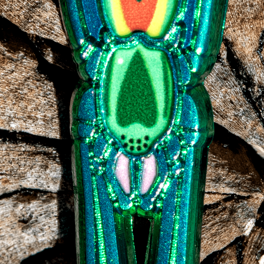 Green Stretch Spider Enamel Pin by The Roving House