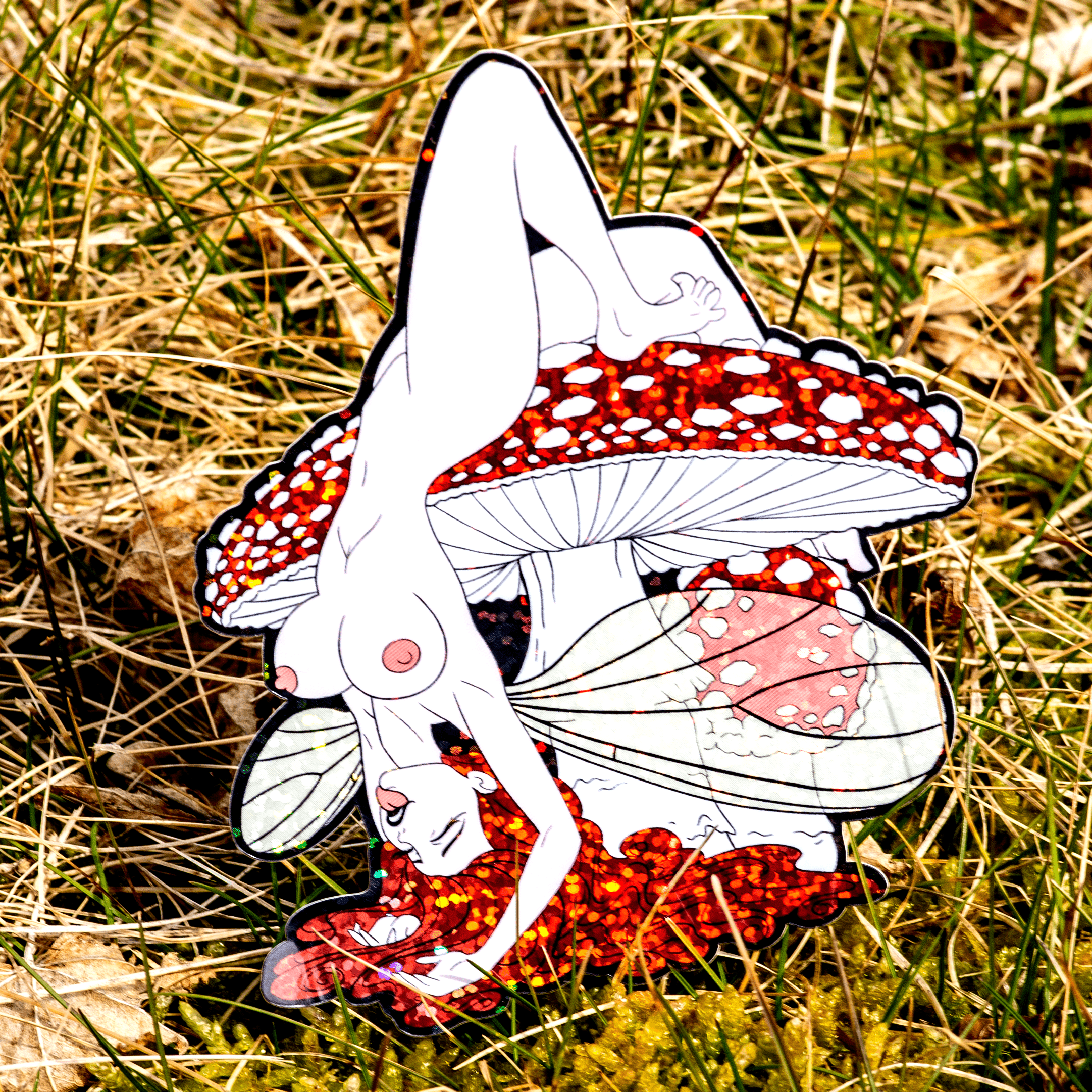 Natasha Fairy & Mushrooms Glitter Sticker by The Roving House