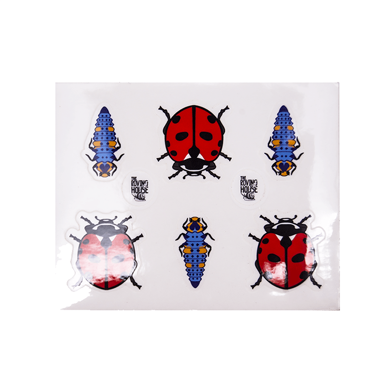 Nine Spotted Ladybugs & Larvae Stickers