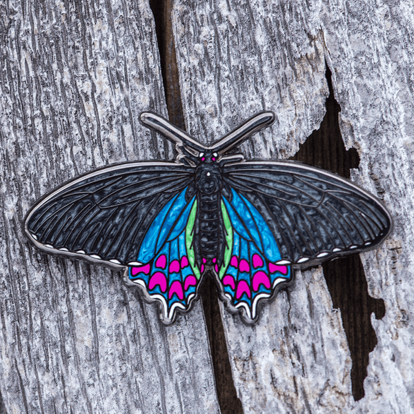 Pink-spotted Cattleheart Butterfly Enamel Pin (Dorsal) by The Roving House
