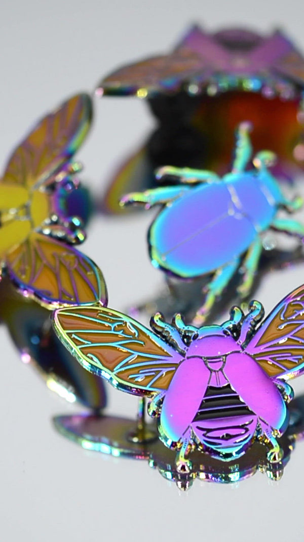 Rainbow Jewel Scarab Beetle in Flight Pin