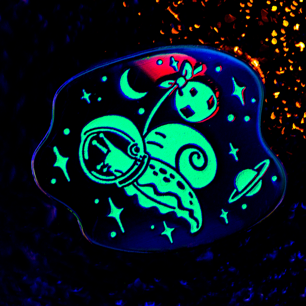 Snail in Space Anodized Pin - Glow by The Roving House