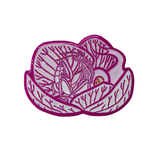 A pink enamel pin of an orchid mantis nymph hiding inside a blossom.