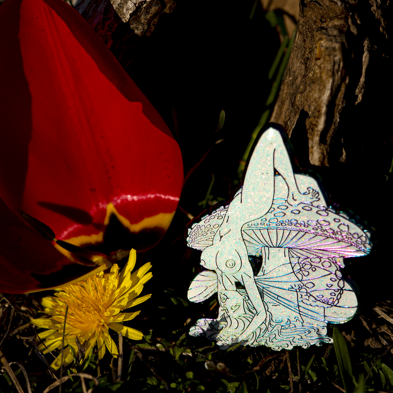 Fairy & Mushrooms Pin - Limited Editions by The Roving House