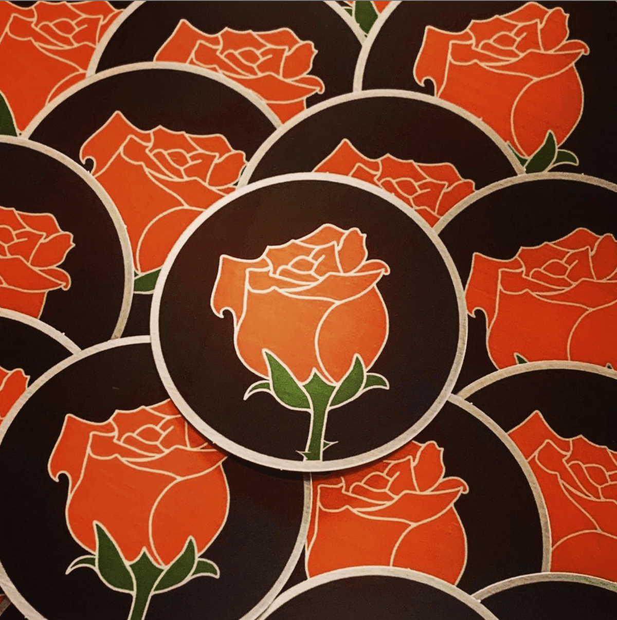 Red Rose Metallic Sticker