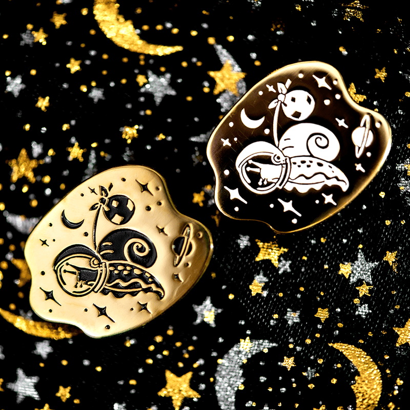 Rover Snail in Space enamel pin - Blackout by The Roving House