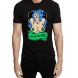 "Give Me Your Money" Blue on Black T-shirt